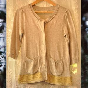Anthropologie cardigan with yellow details